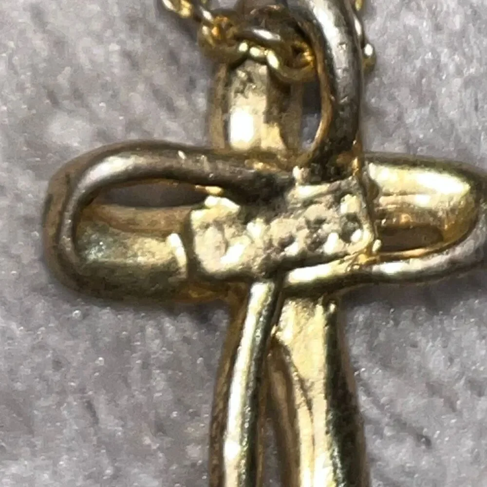 Vintage, Sterling Silver Gold Tone Spiral Cross Twisted Link Chain Clasp Closure